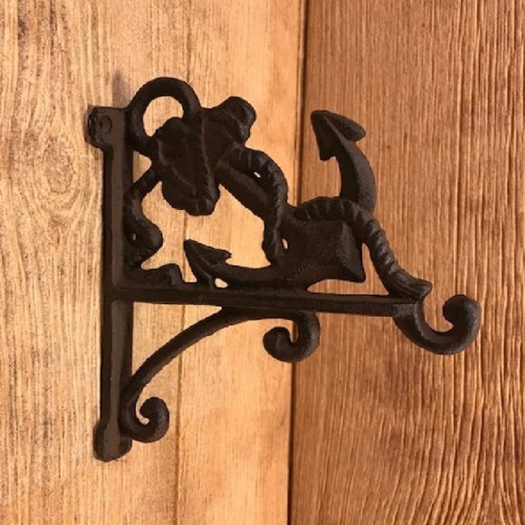 Anchor Plant Hanger Rustic Brown Raw Cast Iron Nautical 7 1/2" tall 0170-09513 R - Picture 8 of 16